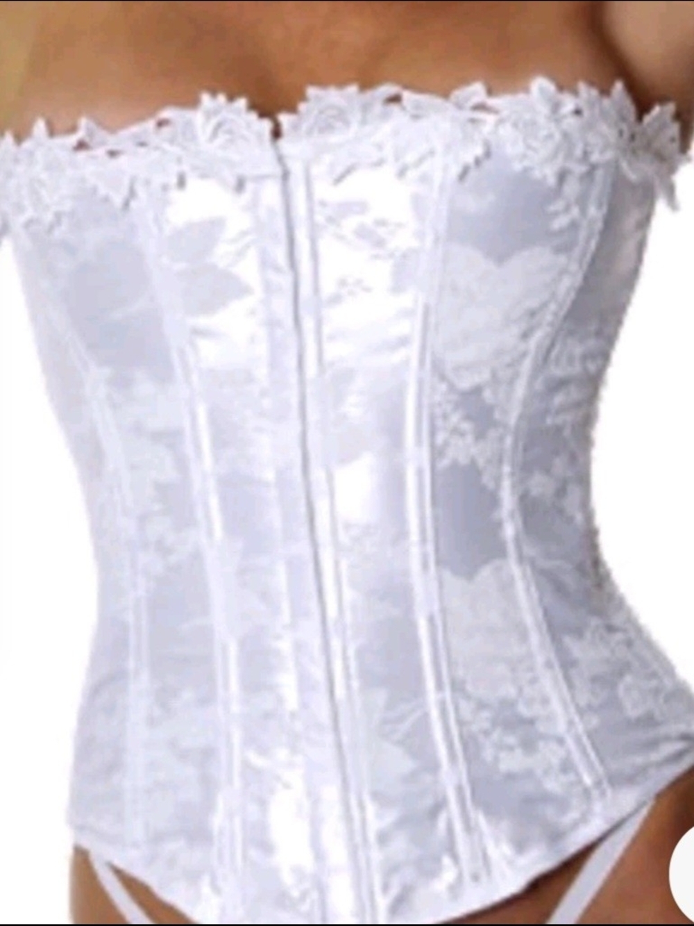 White Satin Strapless Boned Corset Bustier New Sz 40 Empire Intimates Y2K USA
